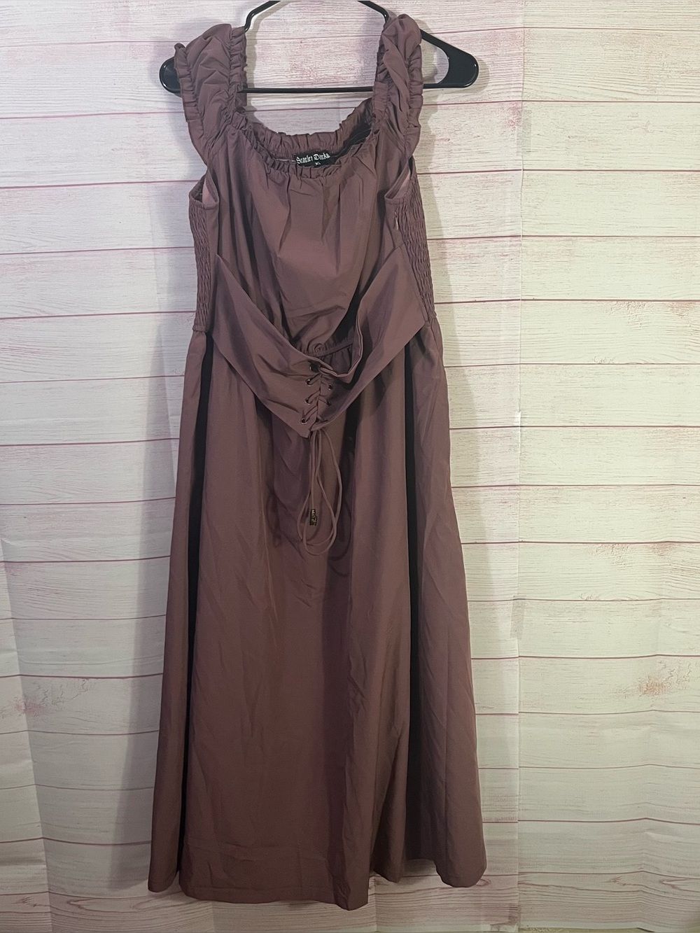 Scarlett Darkness Brown Renaissance Smocked Corset Style Waist Dress XL